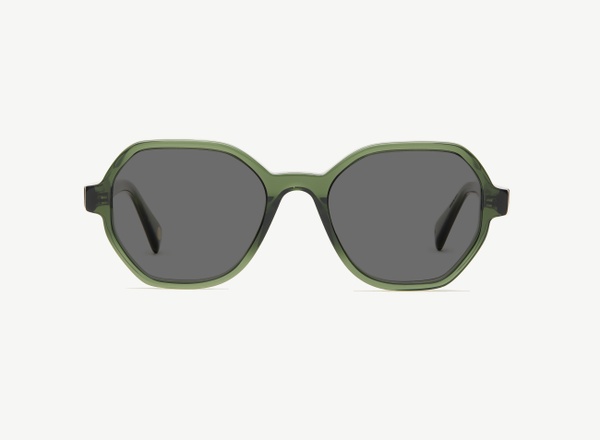 Front view of a pair of eyeglasses called the Storyteller in Jade