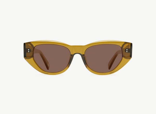 Front view of a pair of eyeglasses called the Rebel in Olive