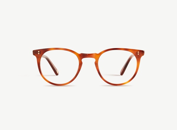 Front view of a pair of eyeglasses called the Parisian in Amber
