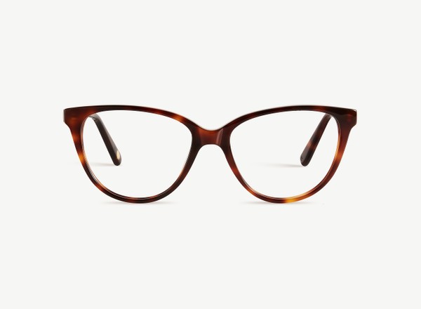 Front view of a pair of eyeglasses called the Cutie in Cognac