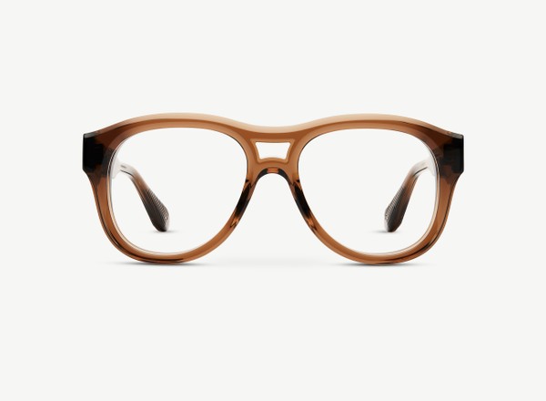 Front view of a pair of eyeglasses called the Salva in Cocoa