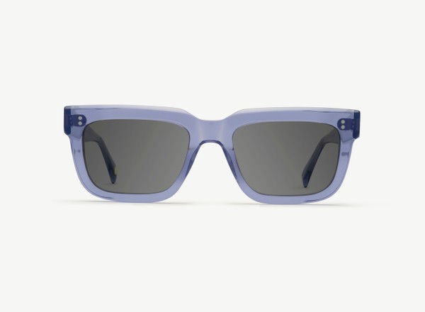 Front view of a pair of eyeglasses called the Torino in Denim