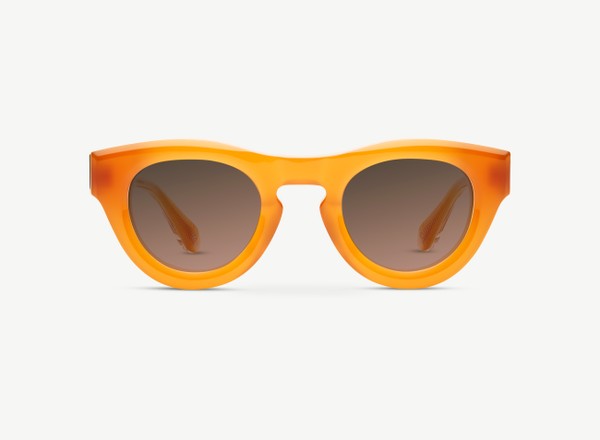 Front view of a pair of eyeglasses called the Nino in Terracotta