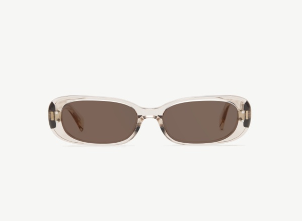 Front view of a pair of eyeglasses called the Nomad in Nude