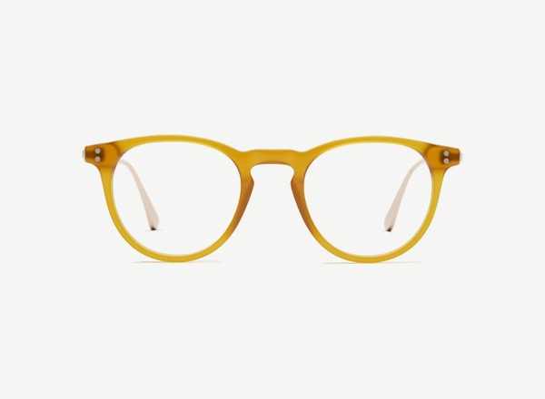 Front view of a pair of eyeglasses called the Mediator in Marigold