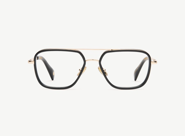 Front view of a pair of eyeglasses called the Commander in Black