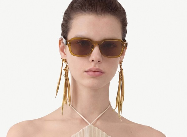 Front view of a pair of eyeglasses called the Prophet in Olive