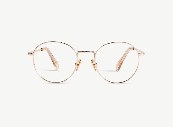 Front view of a pair of eyeglasses called the Virtuoso in Gold