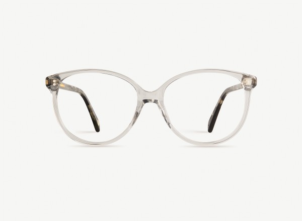 Front view of a pair of eyeglasses called the Stylist in Frost