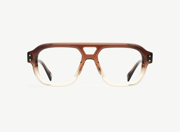 Front view of a pair of eyeglasses called the Admiral in Coconut