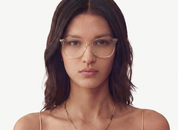 Front view of a pair of eyeglasses called the Fiance in Nude