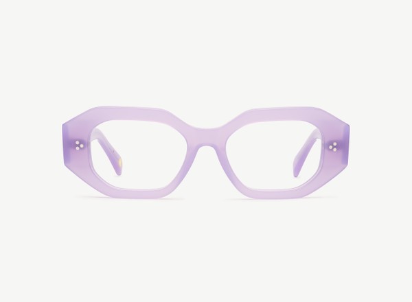 Front view of a pair of eyeglasses called the Rockstar in Orchid