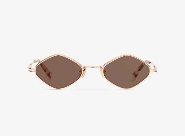 Front view of a pair of eyeglasses called the Trinity in Rose Gold