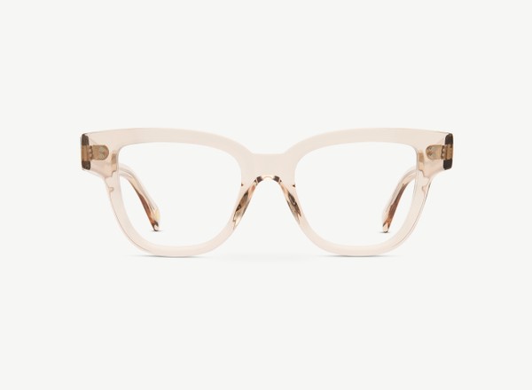Front view of a pair of eyeglasses called the Singer in Nude