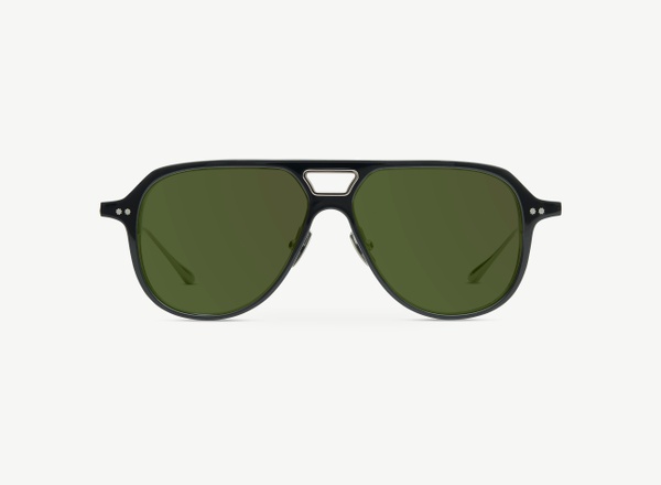 Front view of a pair of eyeglasses called the Aviator in Black