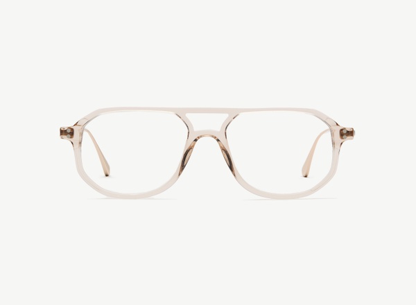 Front view of a pair of eyeglasses called the Explorer in Nude