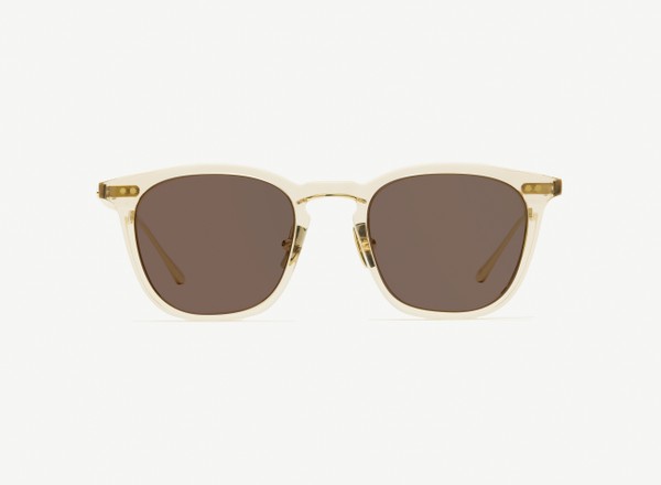 Front view of a pair of eyeglasses called the Trader in Nude