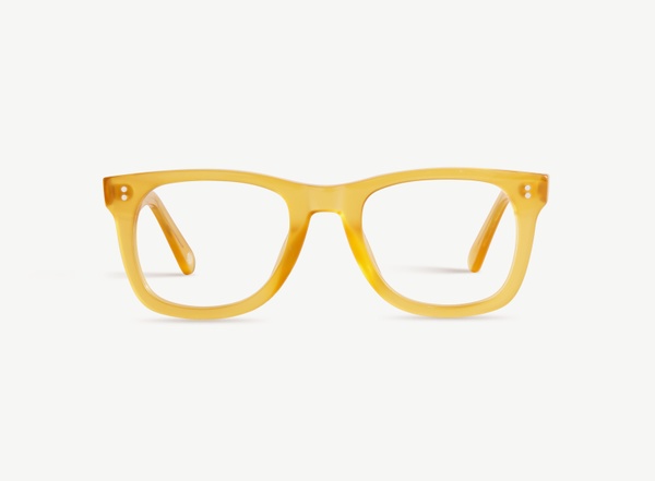 Front view of a pair of eyeglasses called the Mentor in Sunflower