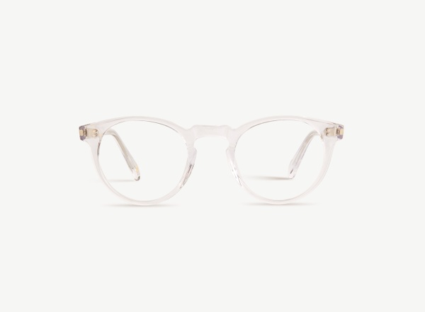 Front view of a pair of eyeglasses called the Bohemian in Crystal