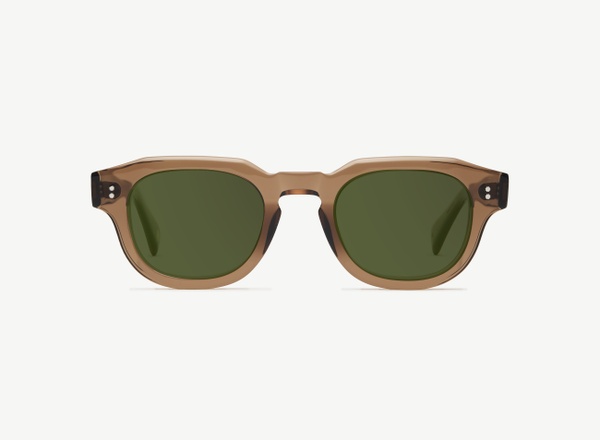 Front view of a pair of eyeglasses called the Cosmonaut in Cocoa