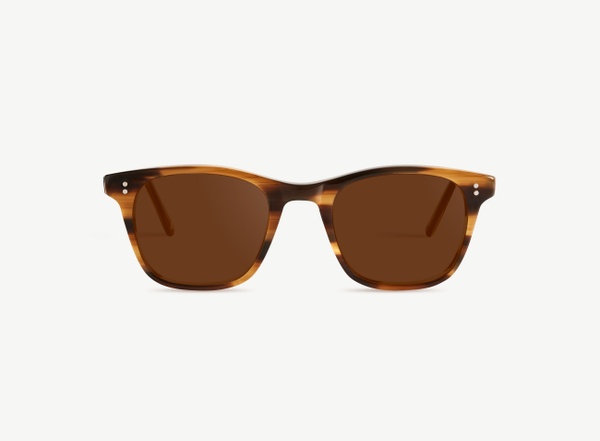 Front view of a pair of eyeglasses called the Bookworm in Walnut