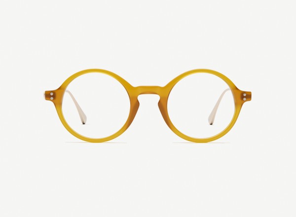 Front view of a pair of eyeglasses called the Curator in Marigold