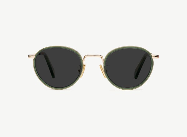 Front view of a pair of eyeglasses called the Author in Jade
