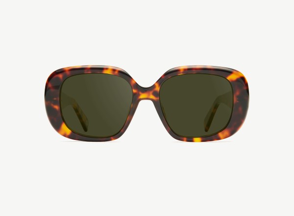 Front view of a pair of eyeglasses called the Fan in Tortoise