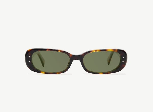 Front view of a pair of eyeglasses called the Nomad in Tortoise