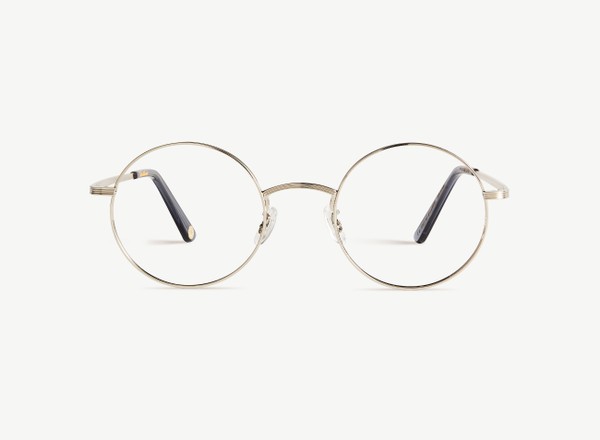Front view of a pair of eyeglasses called the Stargazer in Silver