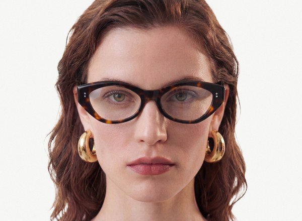 Front view of a pair of eyeglasses called the Luna in Tortoise