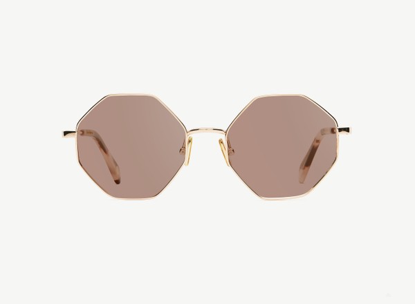 Front view of a pair of eyeglasses called the Utopian in Rose Gold