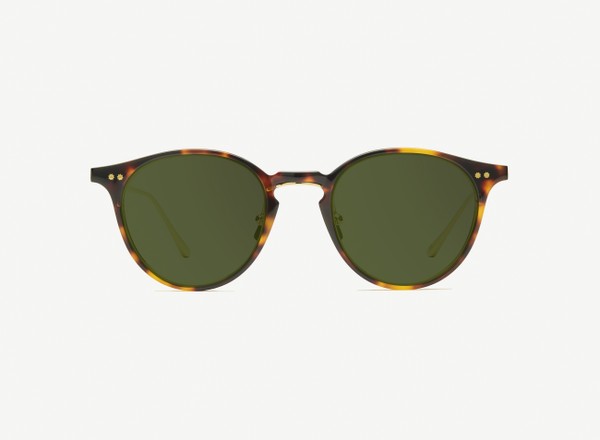 Front view of a pair of eyeglasses called the Lyricist in Tortoise