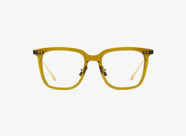 Front view of a pair of eyeglasses called the Manager in Olive