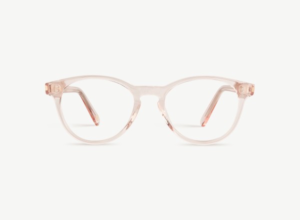 Front view of a pair of eyeglasses called the Fashioner in Soda