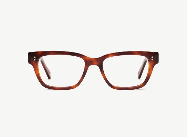 Front view of a pair of eyeglasses called the Exec in Cognac