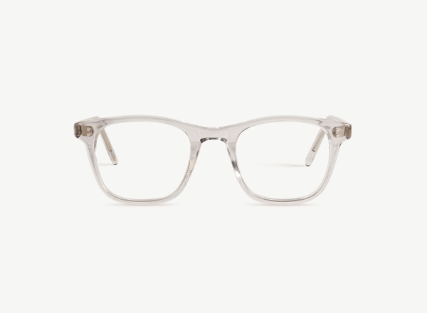 Front view of a pair of eyeglasses called the Bookworm in Smoke