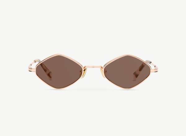 Front view of a pair of eyeglasses called the Trinity in Rose Gold