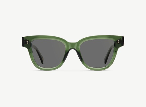 Front view of a pair of eyeglasses called the Singer in Jade