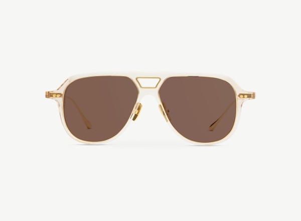 Front view of a pair of eyeglasses called the Aviator in Nude