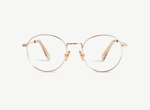 Front view of a pair of eyeglasses called the Virtuoso in Gold