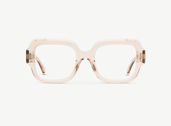 Front view of a pair of eyeglasses called the Provocateur in Nude