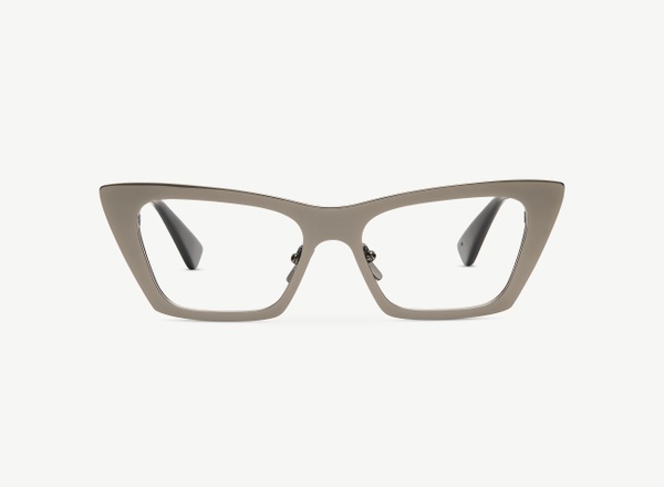 Front view of a pair of eyeglasses called the Glow in Gunmetal