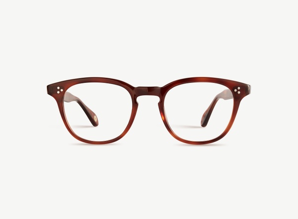 Front view of a pair of eyeglasses called the Believer in Havana