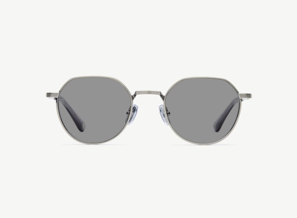 Front view of a pair of eyeglasses called the Scholar in Gunmetal