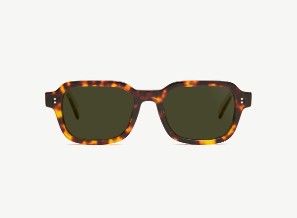 Front view of a pair of eyeglasses called the Prophet in Tortoise