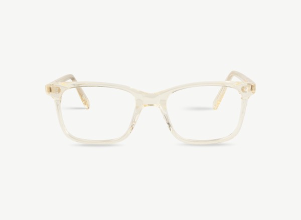 Front view of a pair of eyeglasses called the Thinker in Champagne