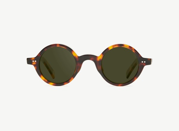 Front view of a pair of eyeglasses called the Poet in Tortoise