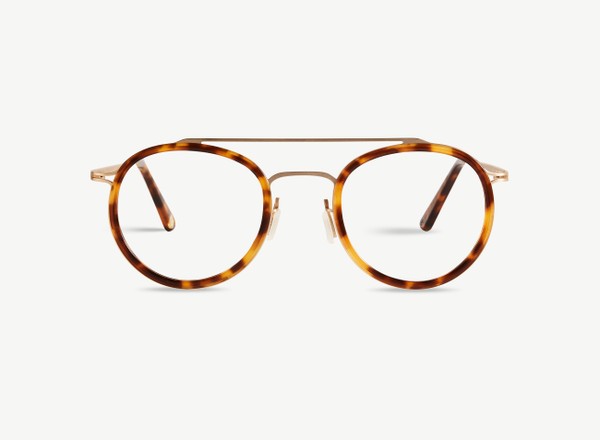 Front view of a pair of eyeglasses called the Player in Caramel