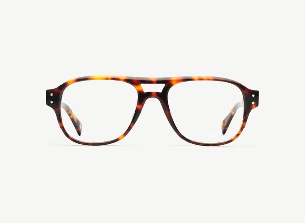Front view of a pair of eyeglasses called the Submariner in Tortoise